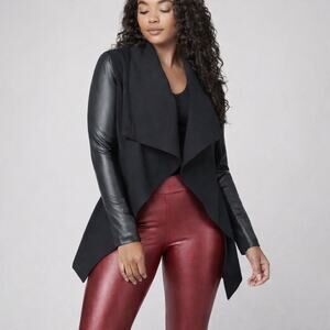 SPANX Red Faux Leather Leggings Size L High Rise Shaping Statement Pants